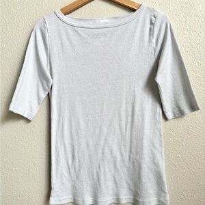 Anthropologie Michael Stars Soft Gray/white Shimmer Basic Essentials Tee